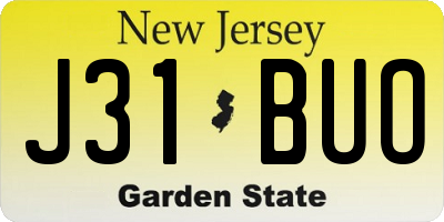 NJ license plate J31BUO