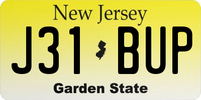 NJ license plate J31BUP