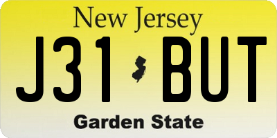 NJ license plate J31BUT