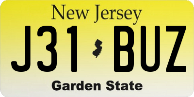 NJ license plate J31BUZ