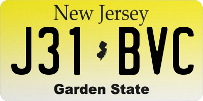 NJ license plate J31BVC