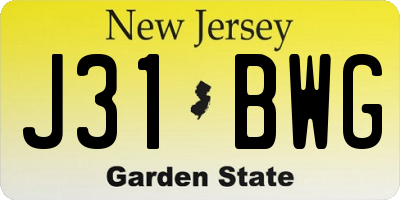 NJ license plate J31BWG