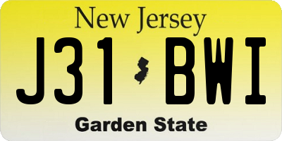 NJ license plate J31BWI