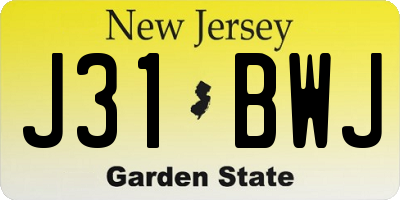 NJ license plate J31BWJ