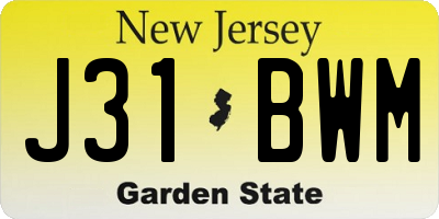 NJ license plate J31BWM