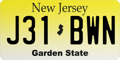 NJ license plate J31BWN