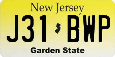 NJ license plate J31BWP