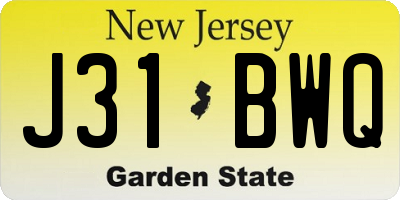 NJ license plate J31BWQ