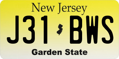 NJ license plate J31BWS