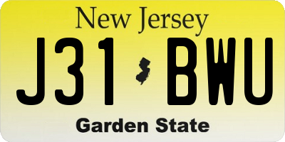 NJ license plate J31BWU