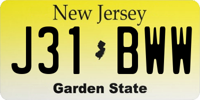 NJ license plate J31BWW