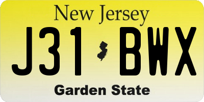 NJ license plate J31BWX