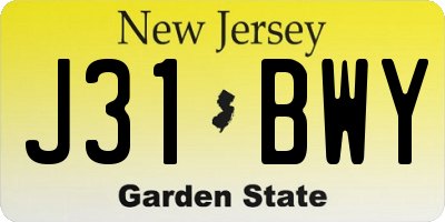 NJ license plate J31BWY