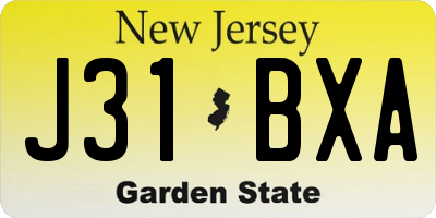 NJ license plate J31BXA