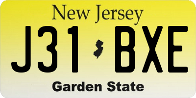 NJ license plate J31BXE
