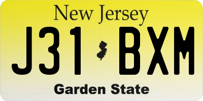 NJ license plate J31BXM