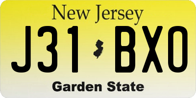 NJ license plate J31BXO