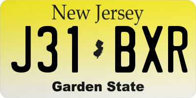 NJ license plate J31BXR