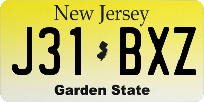 NJ license plate J31BXZ