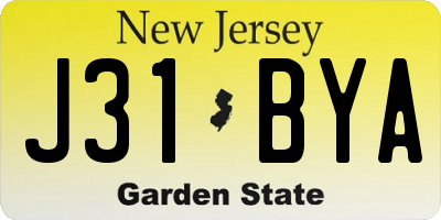 NJ license plate J31BYA