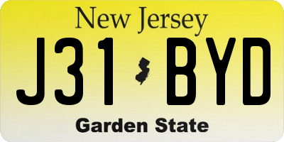 NJ license plate J31BYD
