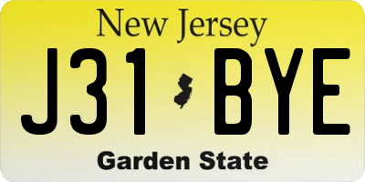 NJ license plate J31BYE