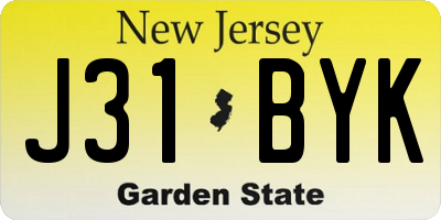 NJ license plate J31BYK