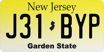 NJ license plate J31BYP