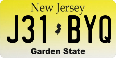 NJ license plate J31BYQ