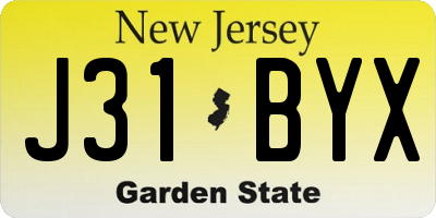 NJ license plate J31BYX