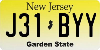 NJ license plate J31BYY
