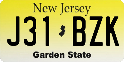 NJ license plate J31BZK