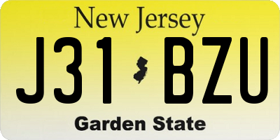NJ license plate J31BZU