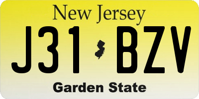 NJ license plate J31BZV