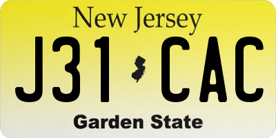 NJ license plate J31CAC