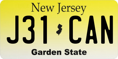 NJ license plate J31CAN