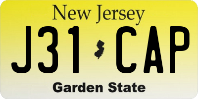 NJ license plate J31CAP