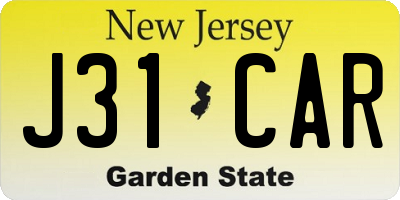 NJ license plate J31CAR