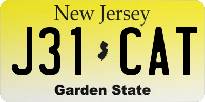 NJ license plate J31CAT