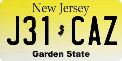 NJ license plate J31CAZ