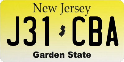 NJ license plate J31CBA