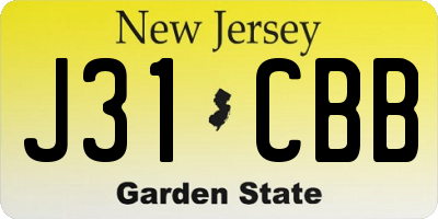 NJ license plate J31CBB