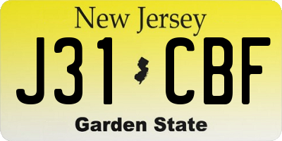 NJ license plate J31CBF