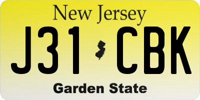 NJ license plate J31CBK