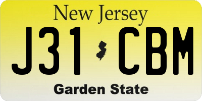 NJ license plate J31CBM