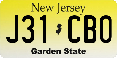 NJ license plate J31CBO