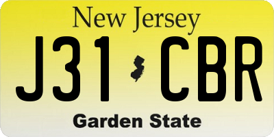 NJ license plate J31CBR
