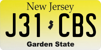 NJ license plate J31CBS
