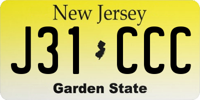NJ license plate J31CCC