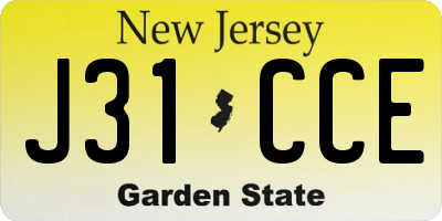 NJ license plate J31CCE